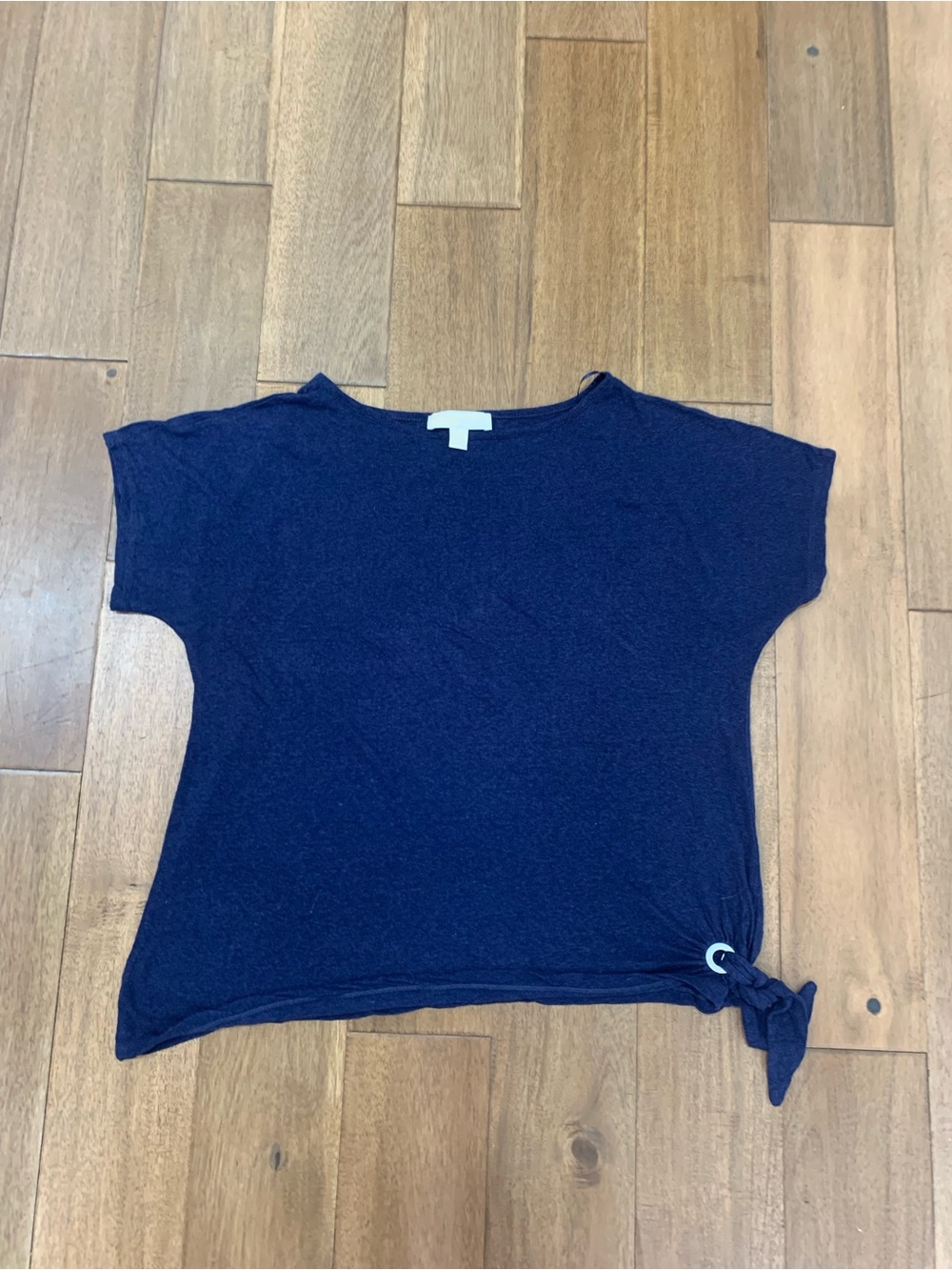 Michael Kors Navy Short Sleeve Tee with Side Knot Size L
